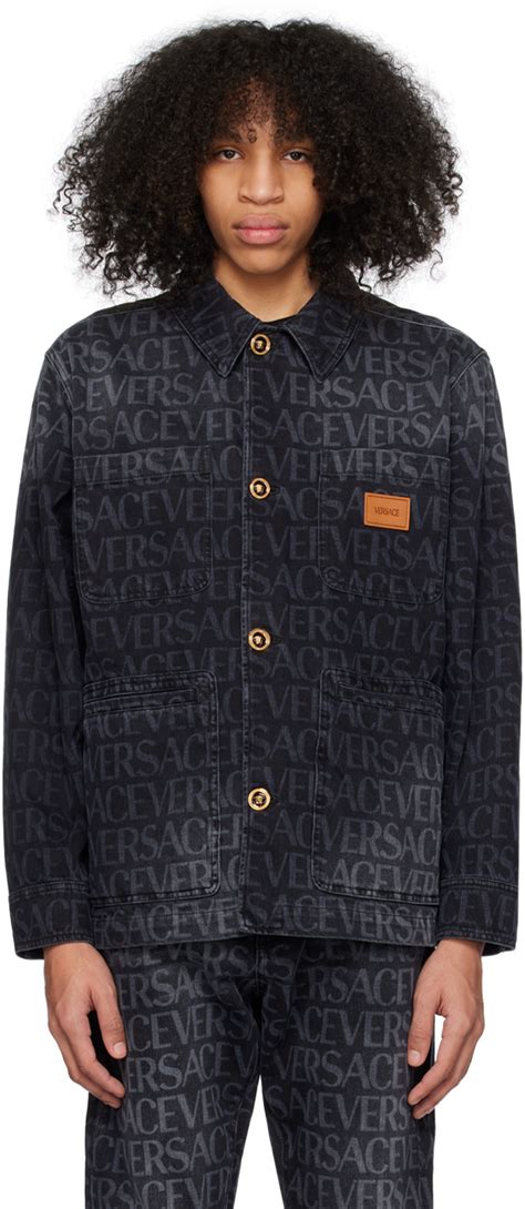 versace collection winter jacket|versace black denim jacket.